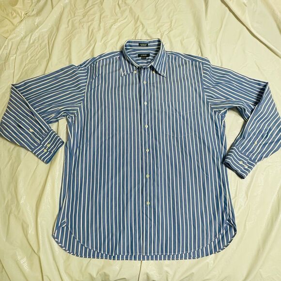 J. Crew Blue and White 100’s 2 Ply Cotton Button Down Shirt Size Medium - Picture 3 of 7